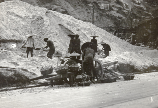 Workers in a gravel quarry