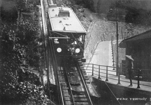 Tram on the way up, Peak Tramway, Hong Kong