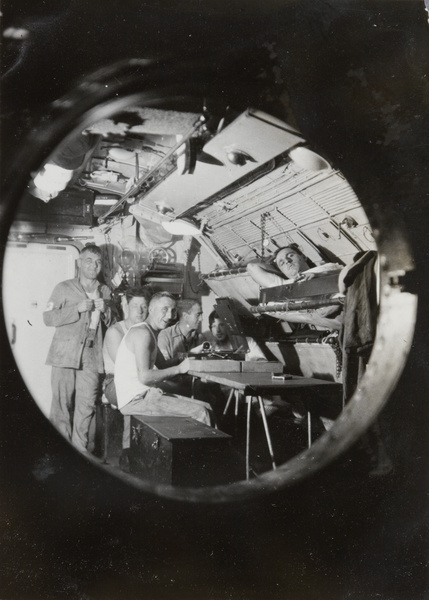 Playing records in the mess of a Royal Navy submarine