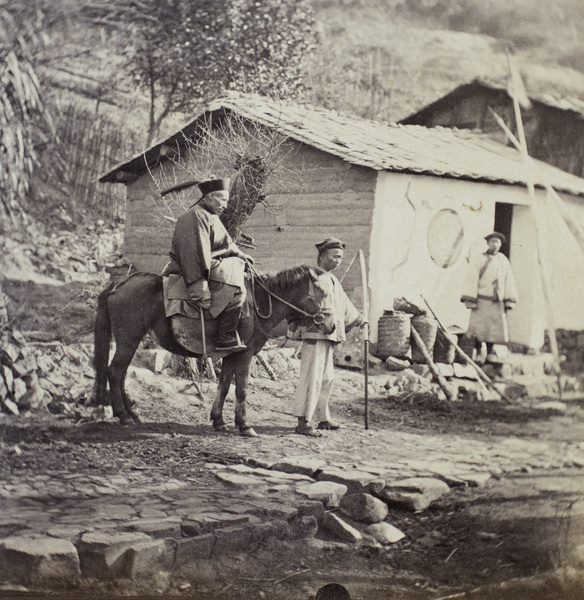 A military mandarin on a horse, beside a military station, Fujian