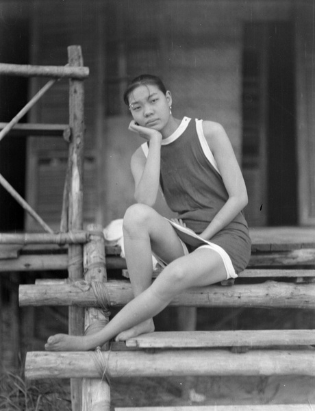 A woman in a swimsuit