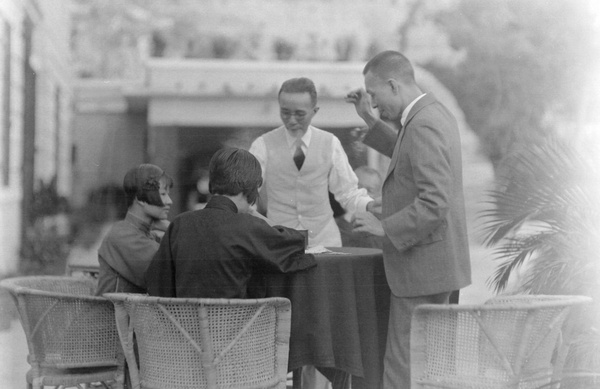 Four people around a table