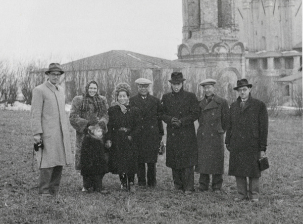 Group visiting a historic site, U.S.S.R.