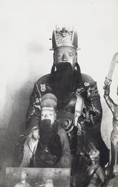 Two shrine figures with beards