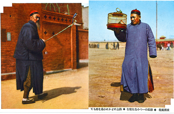 Men with captive birds