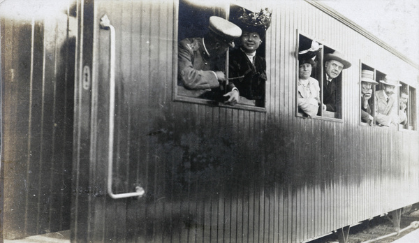 The Tientsin Lawn Tennis Club Team on a train