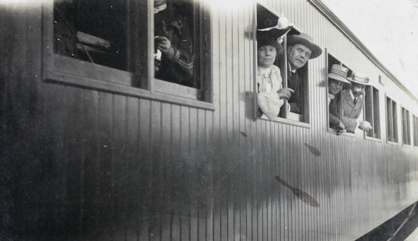 The Tientsin Lawn Tennis Club Team on a train