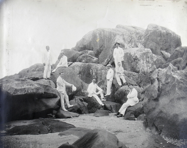 Customs men on an outing, Lappa Island, near Macau