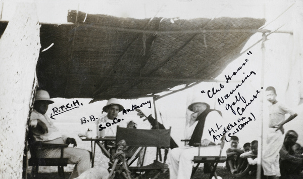 The Club House at Nanning Golf Club in 1920, with caddies