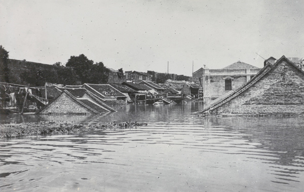 Chinese houses submerged during floods at Nanning