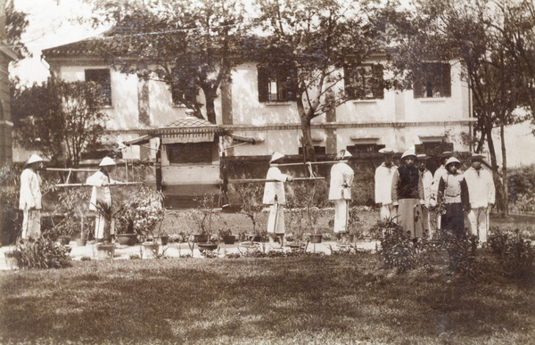 Chinese Post Office, with IMCS sedan chair and bearers, Jiujiang