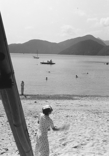 Lucy Shirazee playing ball, South Bay Beach, Hong Kong