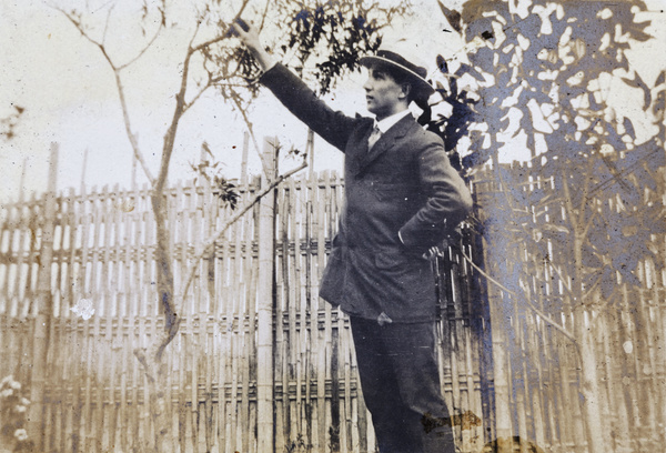 Charles Hutchinson in the garden of 35 Tongshan Road, Hongkou, Shanghai