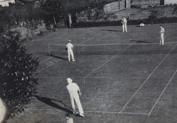 Men's doubles tennis match, 35 Tongshan Road, Hongkou, Shanghai