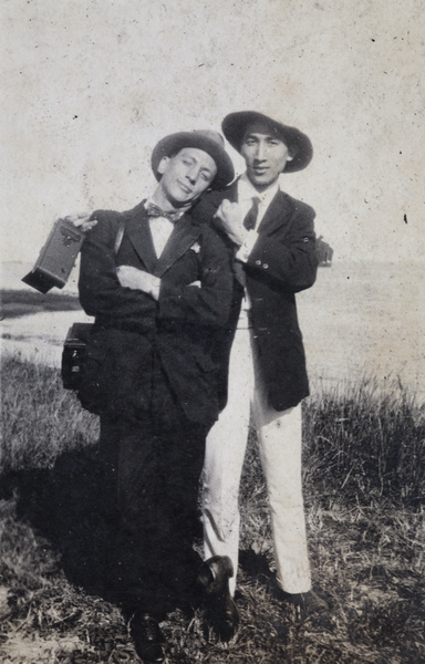John Piry and Tom Hutchinon with cameras, Wusong, near Shanghai