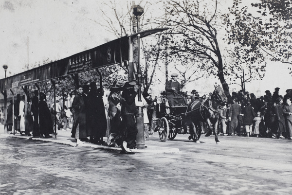 Tram stop on Bubbling Well Road, near the Racecourse, Shanghai