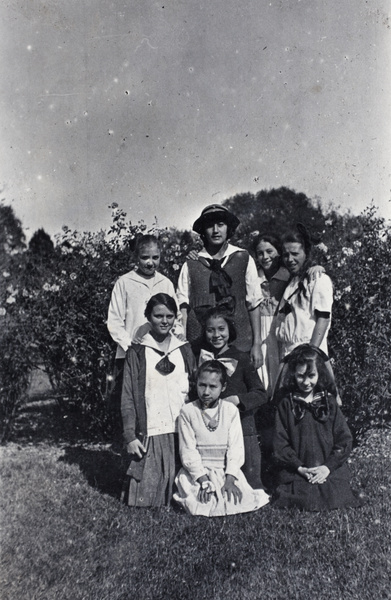 Gladys Gundry on a school picnic at Jessfield Park, Shanghai