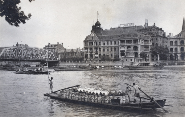 Loaded freight barge passing the Russian Consulate, Huangpu, Shanghai