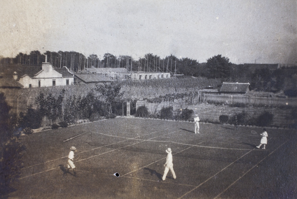 Playing mixed doubles tennis, 35 Tongshan Road, Hongkou, Shanghai