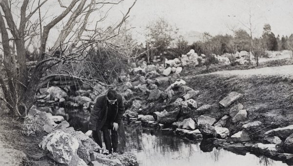 A man in a park, Shanghai, March 1920