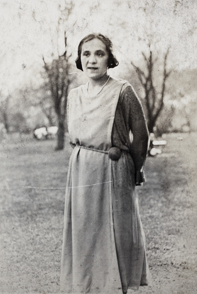 Margie Hutchinson wearing a fashionable tunic dress at an event in a park, Shanghai