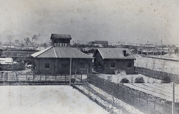 Snow on the gardens and Roselawn Dairy buildings, photographed from 35 Tongshan Road, Hongkou, Shanghai
