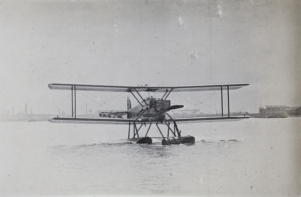 Douglas World Cruiser plane, taking part in the first flight around the world, on the Huangpu, Shanghai, June 1924