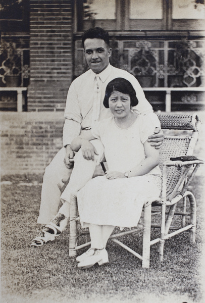 Mr and Mrs Kirby in the garden, 35 Tongshan Road, Hongkou, Shanghai