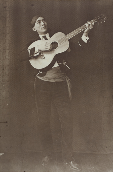 Bill Hutchinson dressed up as a flamenco musician, Hongkou, Shanghai