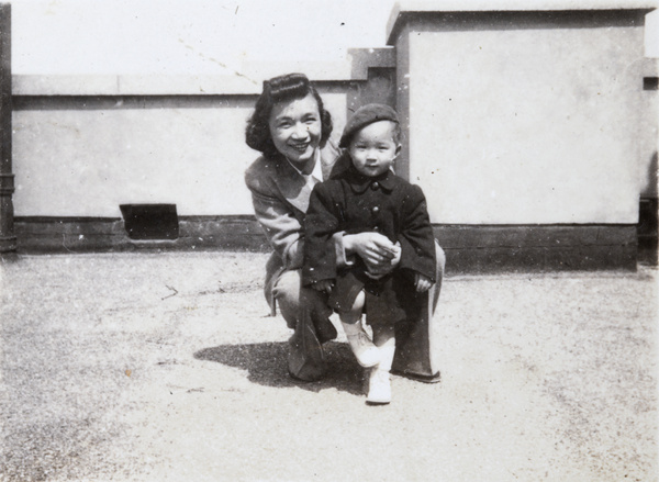 Lucy and Roy Hutchinson on the roof terrace, Apartment 63, 6 Route Voyron, Shanghai