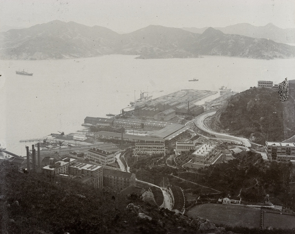 View over Taikoo Dock, Hong Kong, showing part of the Taikoo Aerial Ropeway