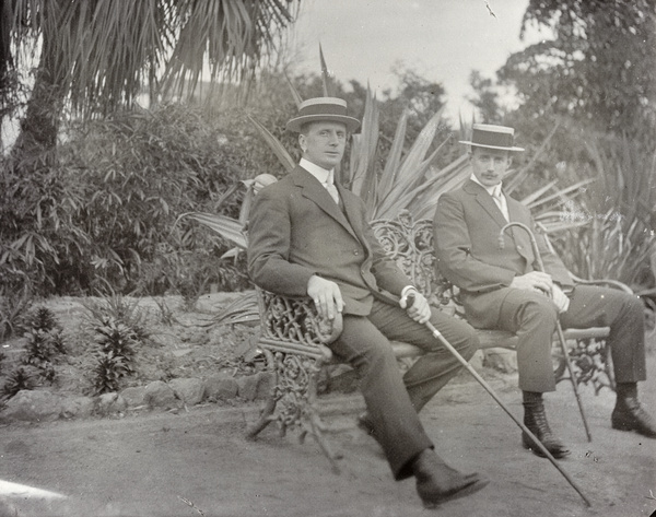 Hamilton and MacKay on a park bench