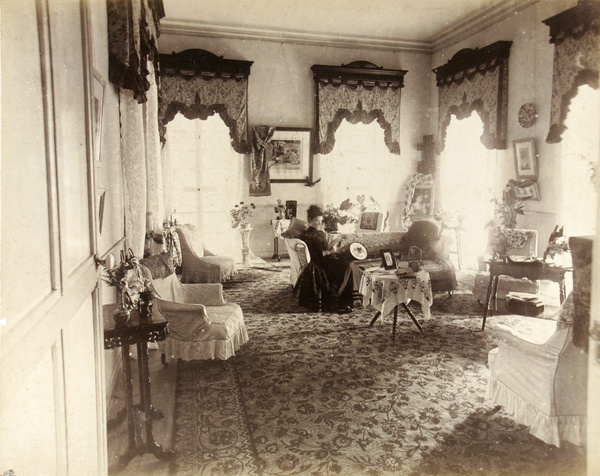 Margaret Eugenie Hughes in Drawing Room, Beach House, Amoy, 1892