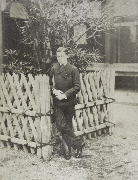 Prince George of Wales, by a sacred tree, Nishi Hongan-ji, Kyoto, Japan