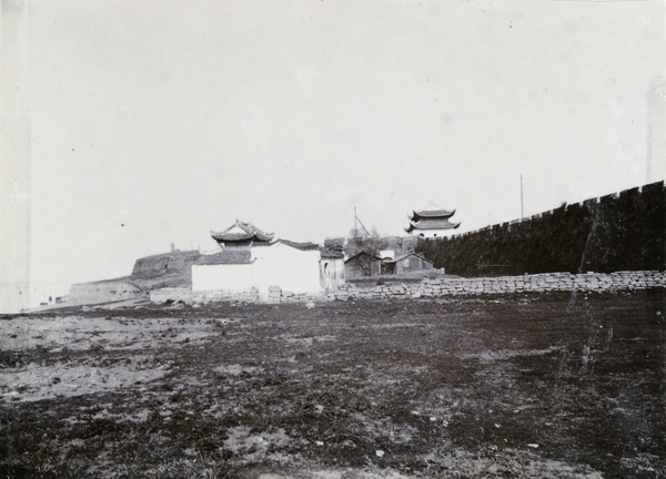 The Chinese city wall viewed from river bank, Kiukiang