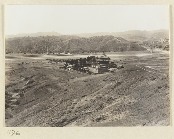 General view of the temple complex at Pu luo si, the Re River, and a pagoda on the opposite shore