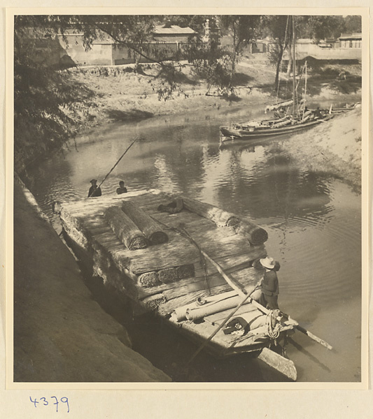 Boat loaded with reed mats on a river near Baoding