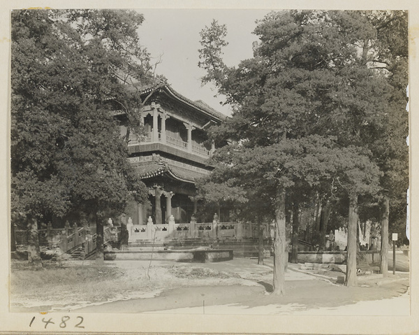 Facade of a temple building at Qian men temple or Guan di miao