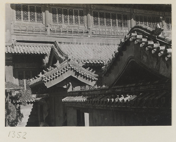 Building detail showing roof gables with ornaments