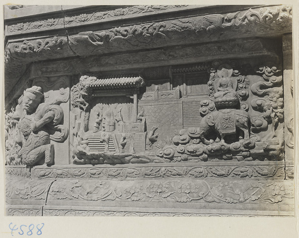 Detail of marble carving with Buddhist scene at Yuquan Hill