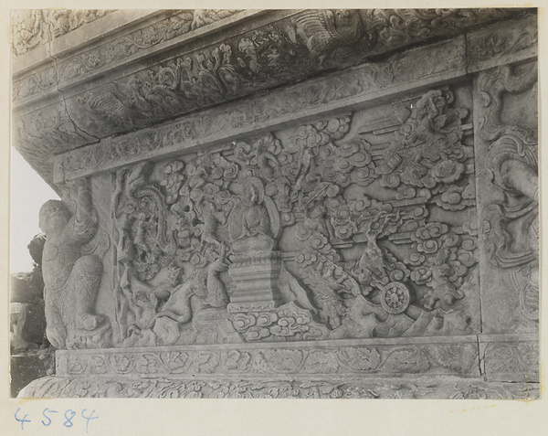 Detail of marble carving with Buddhist scene at Yuquan Hill