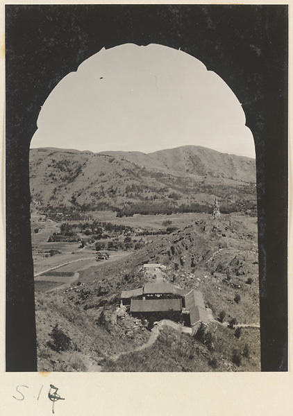 View of temple buildings and landscape from atop Yuquan Hill