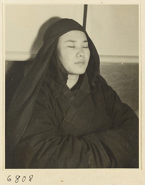 Buddhist nun meditating