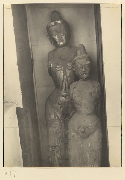 Interior of Wan shan dian showing two shrine figures