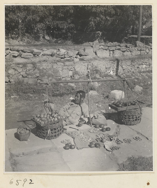 Produce vendor displaying his wares