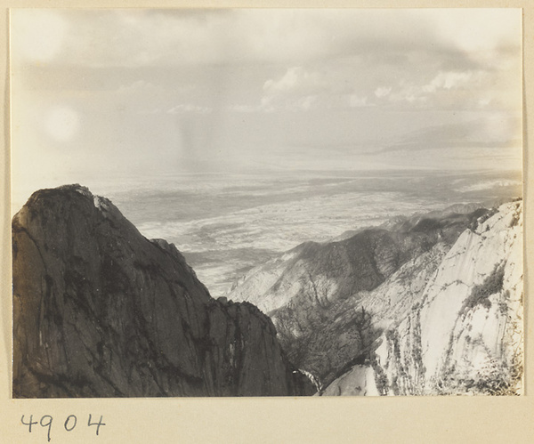 Mountain landscape on Hua Mountain with plains in background