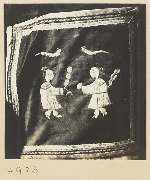 Votive offering of embroidered cloth at monastery on Daoist Hua Mountain