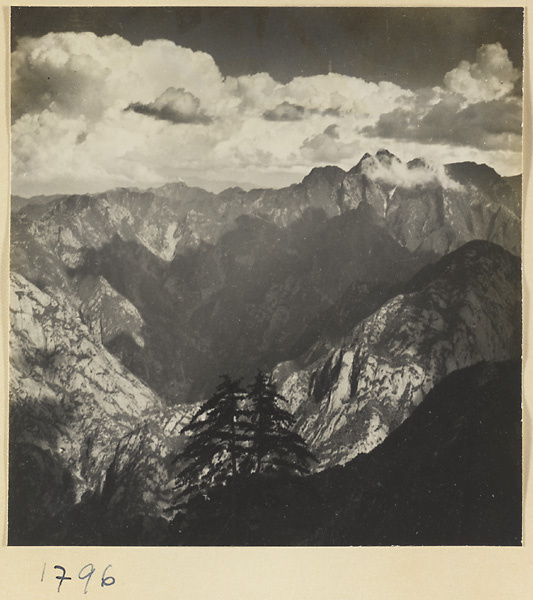 Mountain landscape seen from West Peak of Hua Mountain with Qinling Mountains in background