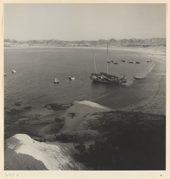 Fishing boats anchored on the Shandong coastline