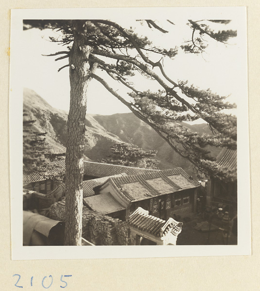 Temple roofs on the pilgrimmage route up Miaofeng Mountain